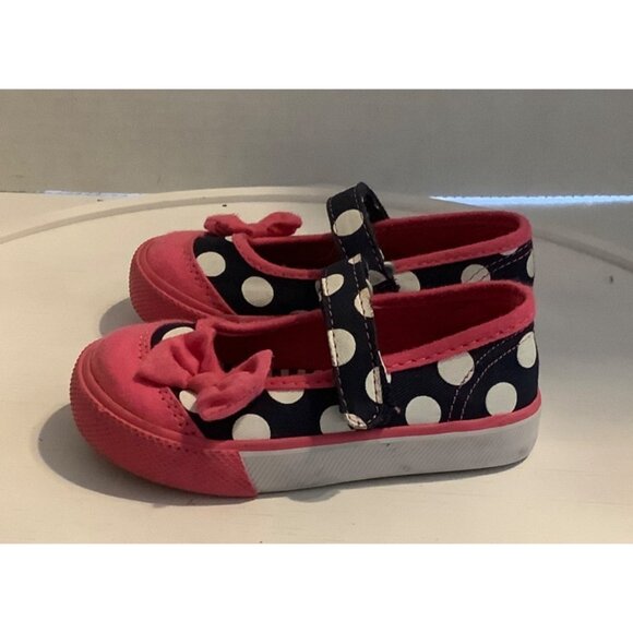 Children's Place Polka Dot Canvas Sneakers Baby Girl Size 5  Bow Pink - Picture 2 of 7